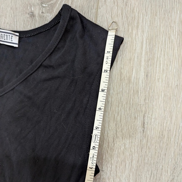 TRANSPARENTE Black Asymmetrical Short Sleeveless V-neck Slender Dress - Small - Picture 11 of 11